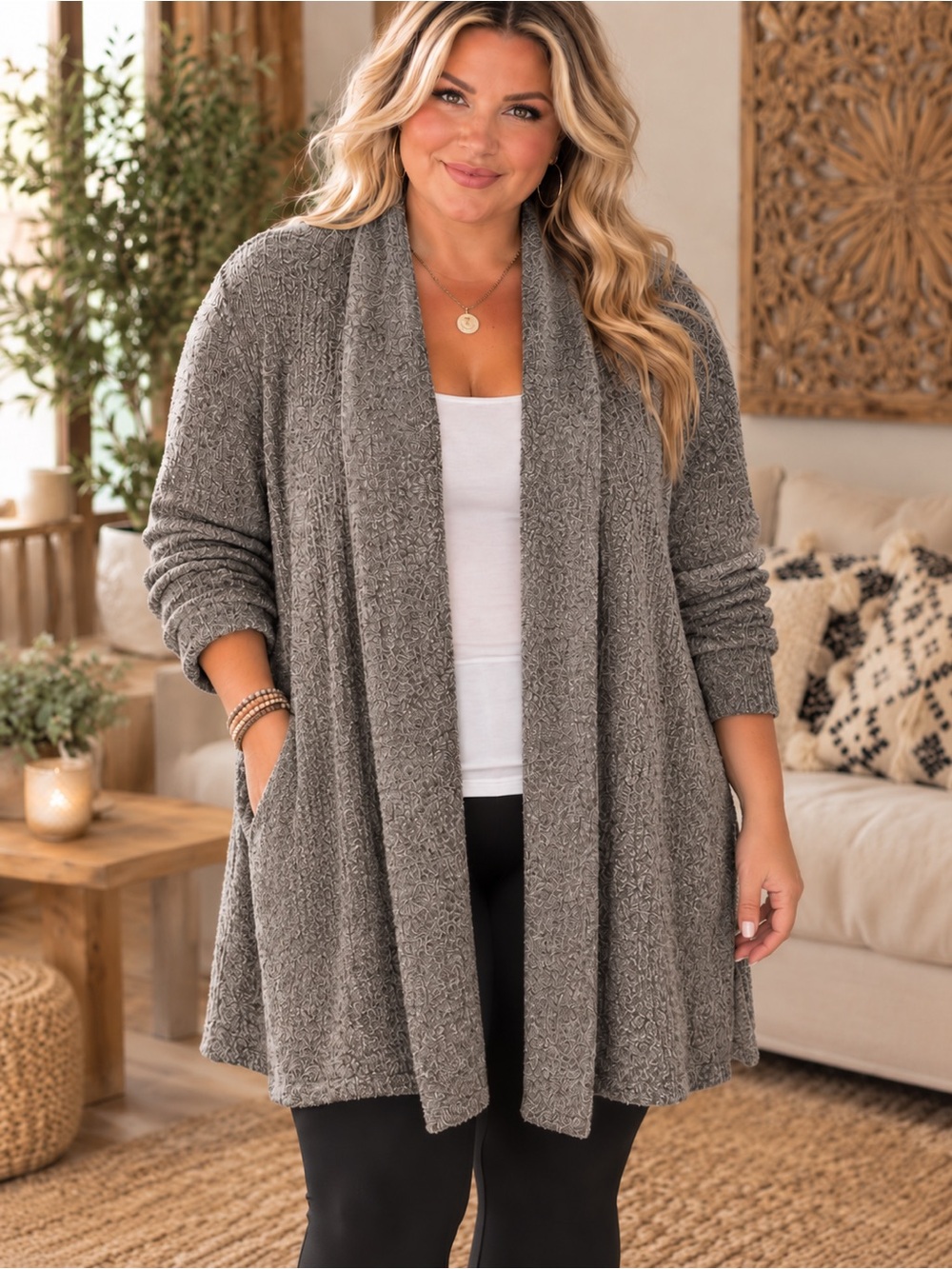 NWT Barefoot Dreams Soft Heather Gray Plush Open Cardigan Size 3X